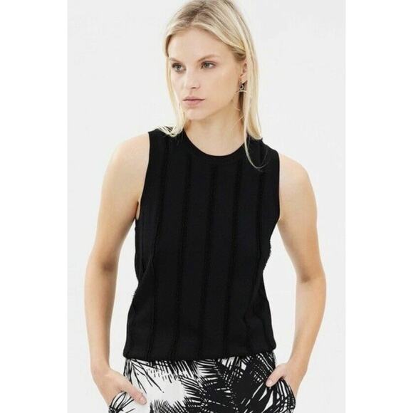 Theory Cirrus Fringe Black Sleeveless Shell Top Blouse - Picture 1 of 8